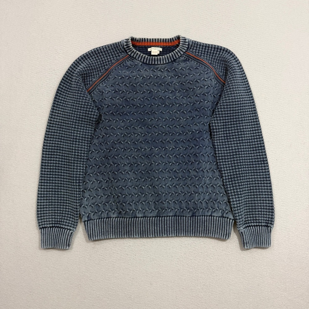 Carbon 2 Cobalt Sweater Mens XL Blue Knit Pullover Heavyweight Cotton Raglan